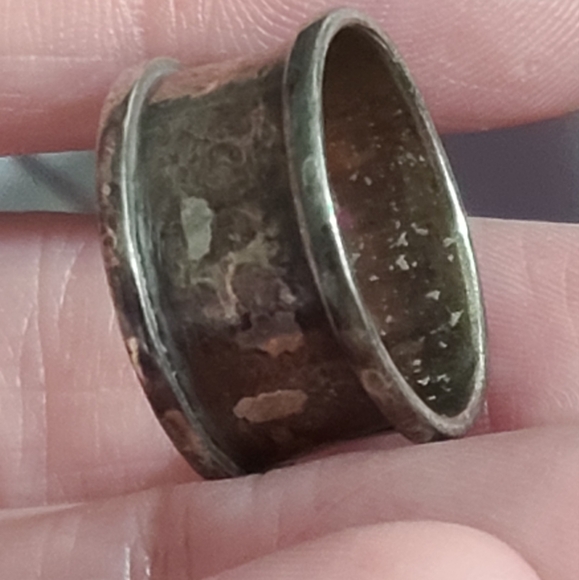 Vintage cigar ring  sz 6 925 sterling silver India cuff aged patina estate - Picture 8 of 8